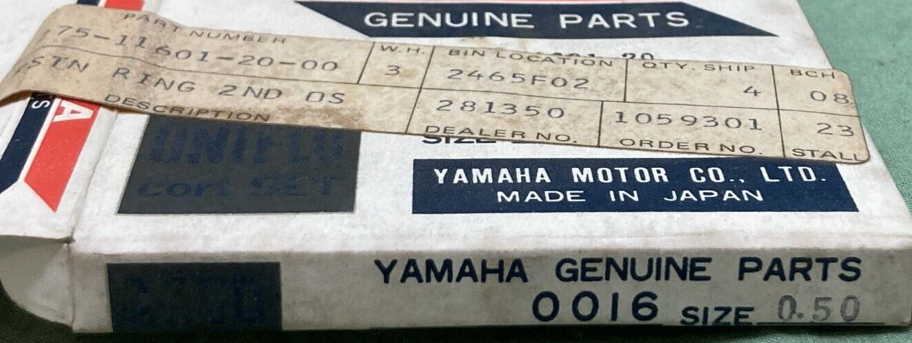 NEW GENUINE YAMAHA 275-11601-20 PISTON RING SET 2ND 0.50 O/S