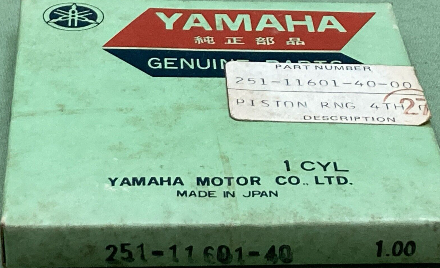NEW GENUINE YAMAHA 251-11601-40 PISTON RING SET 4th 1.00