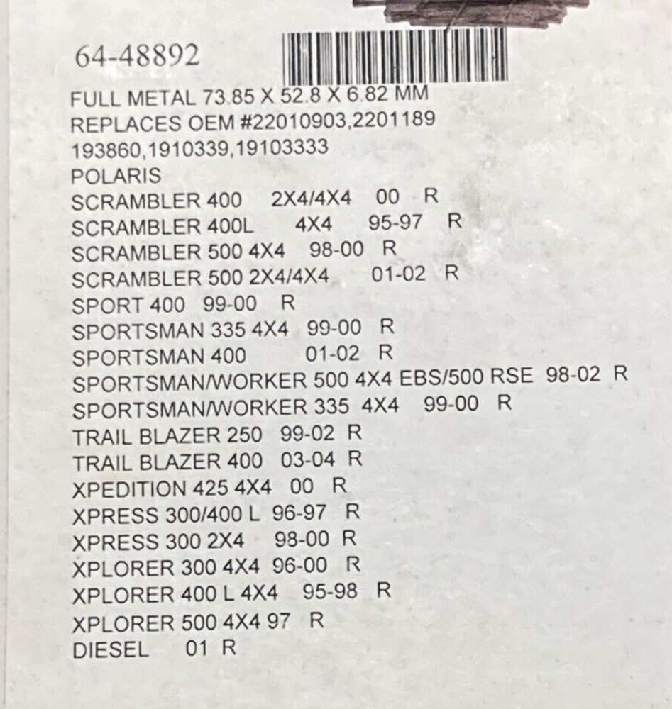 NEW EMGO 64-48892 DISC BRAKE PADS