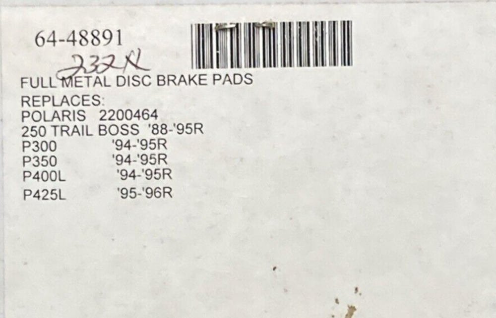 NEW EMGO 64-48891 DISC BRAKE PADS