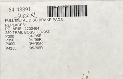 NEW EMGO 64-48891 DISC BRAKE PADS