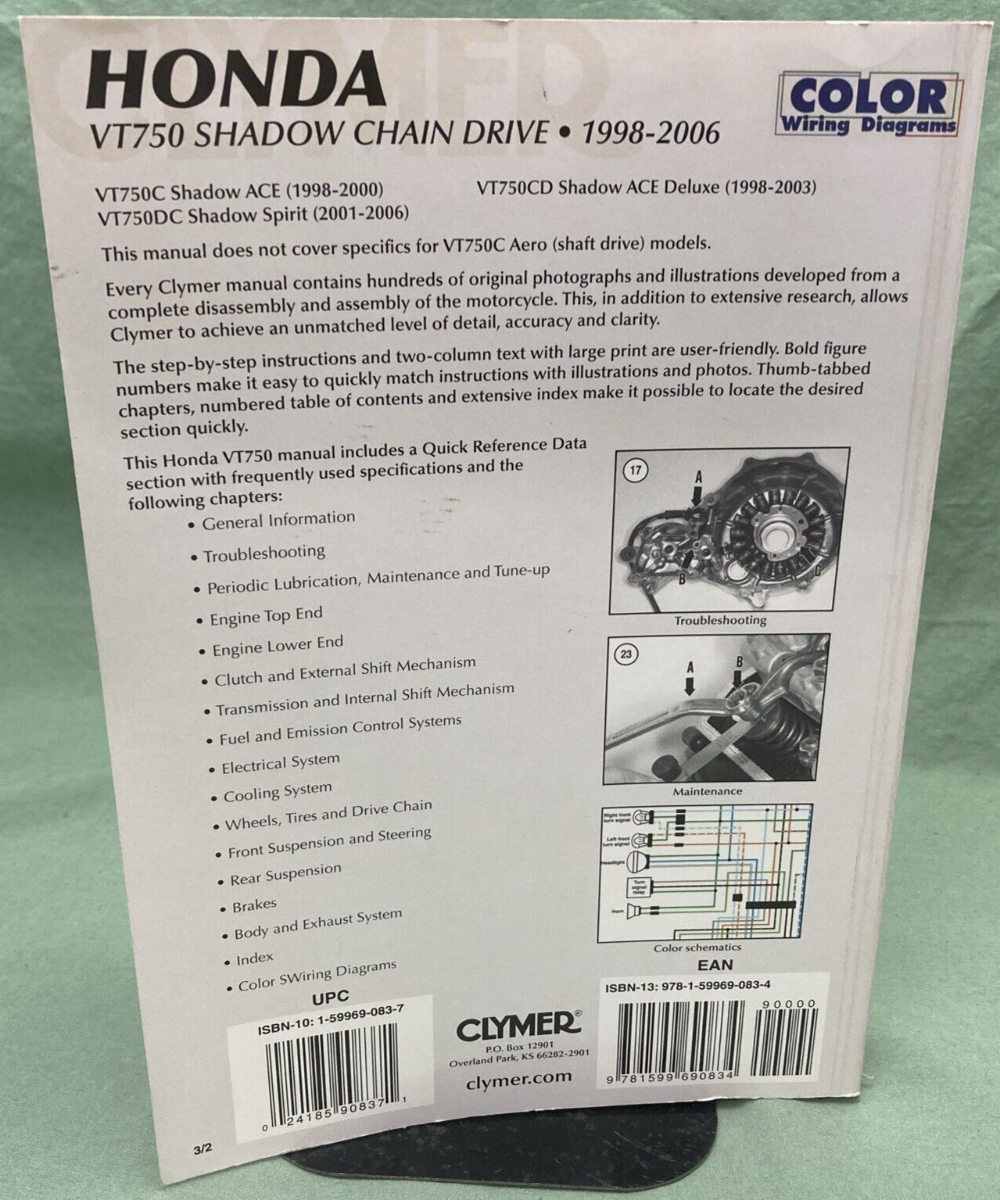 CLYMER M314-3 HONDA VT750 SHADOW CHAIN DRIVE SERVICE MANUAL 1998-2006