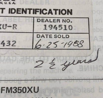 YAMAHA LIT-11626-06-43 YFM350XU OWNER'S MANUAL 1987