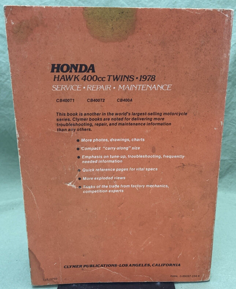 CLYMER M334 HONDA HAWK 400CC TWINS SERVICE MANUAL 1978