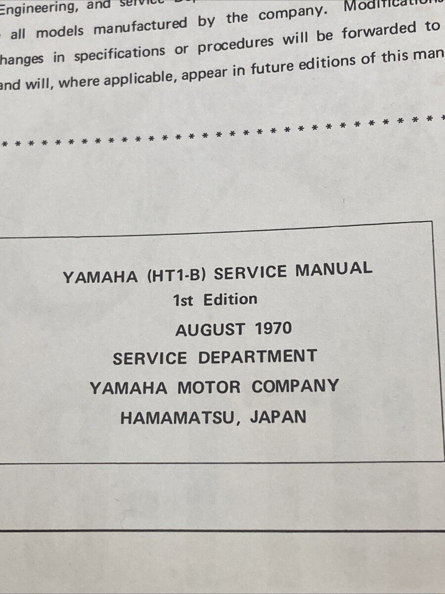 GENUINE YAMAHA HT1-B SERVICE MANUAL 1970