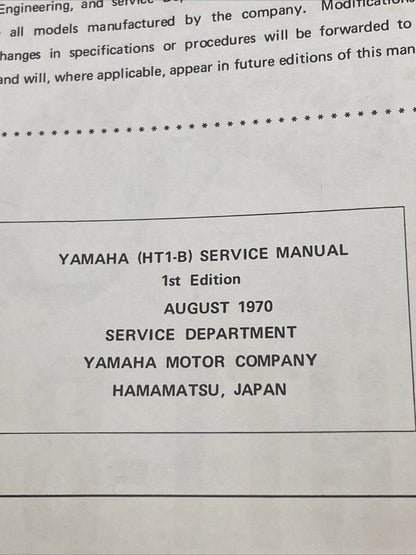 GENUINE YAMAHA HT1-B SERVICE MANUAL 1970