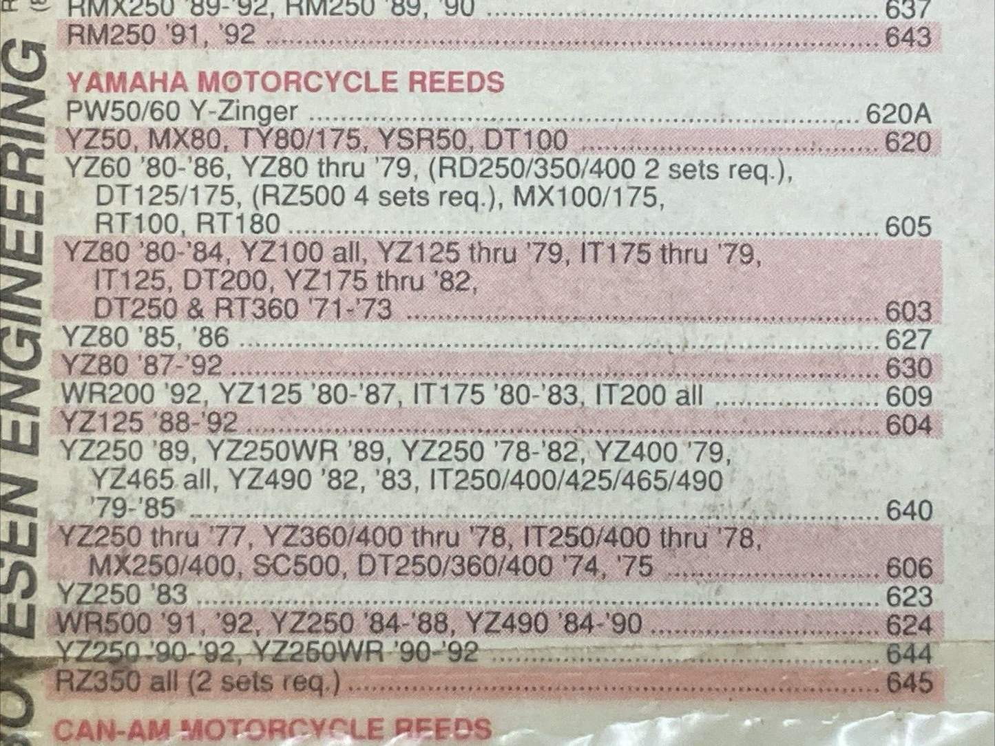 NEW BOYESEN 627 FIBER REED SET POWER REEDS