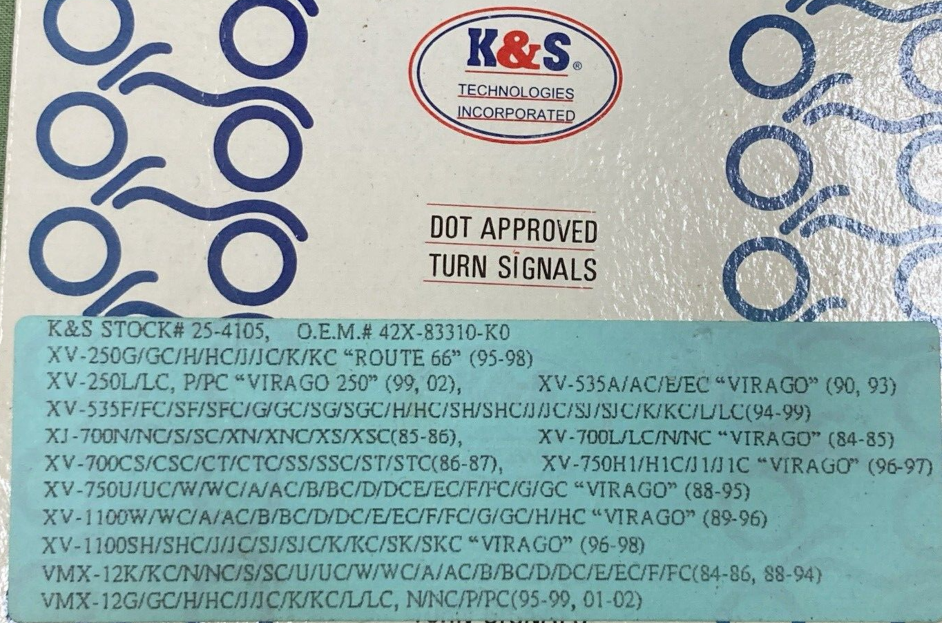 NEW K&S 25-4105 TURN SIGNAL ASSEMBLY MOTORCYCLE AMBER FOR YAMAHA