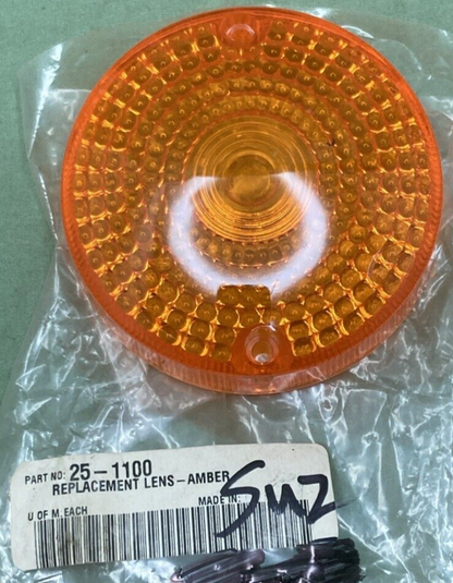 NEW K&S 25-1100 LENS TURN SIGNAL  3.25" ROUND AMBER MOTORCYCLE