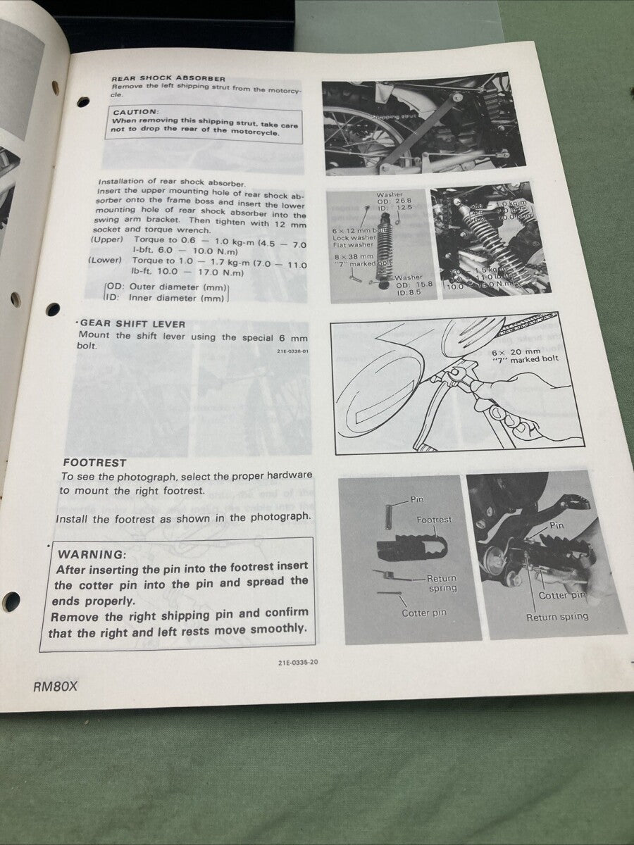 GENUINE SUZUKI MS-0601E-03 RM80X ASSEMBLY AND PRE-DELIVERY SERVICE GUIDE