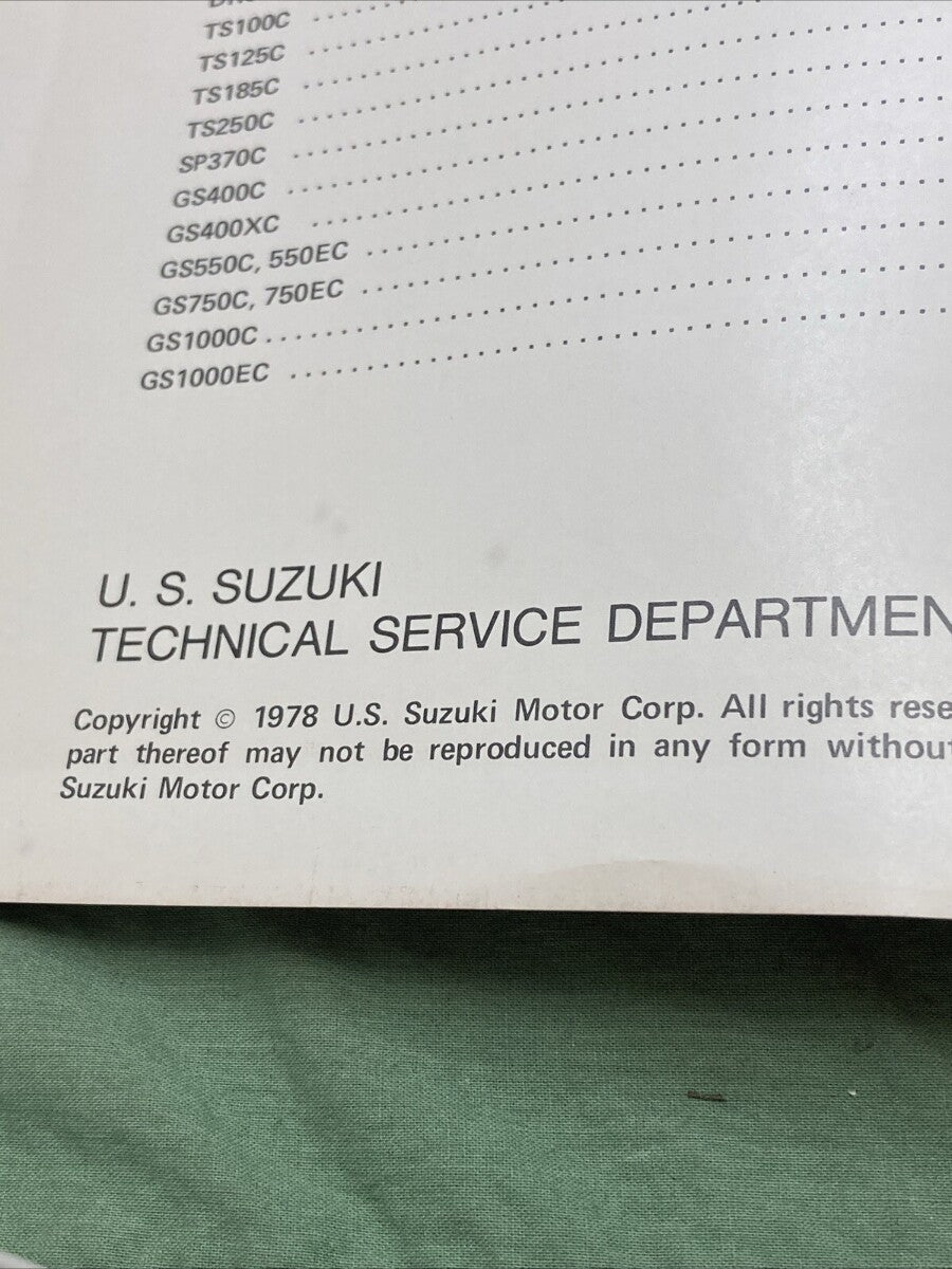 GENUINE SUZUKI WIRING DIAGRAMS 1978