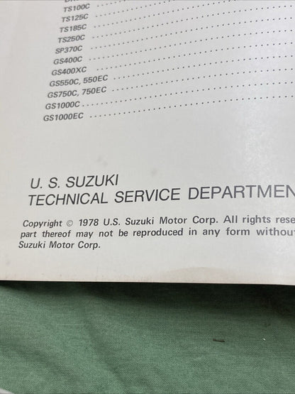 GENUINE SUZUKI WIRING DIAGRAMS 1978