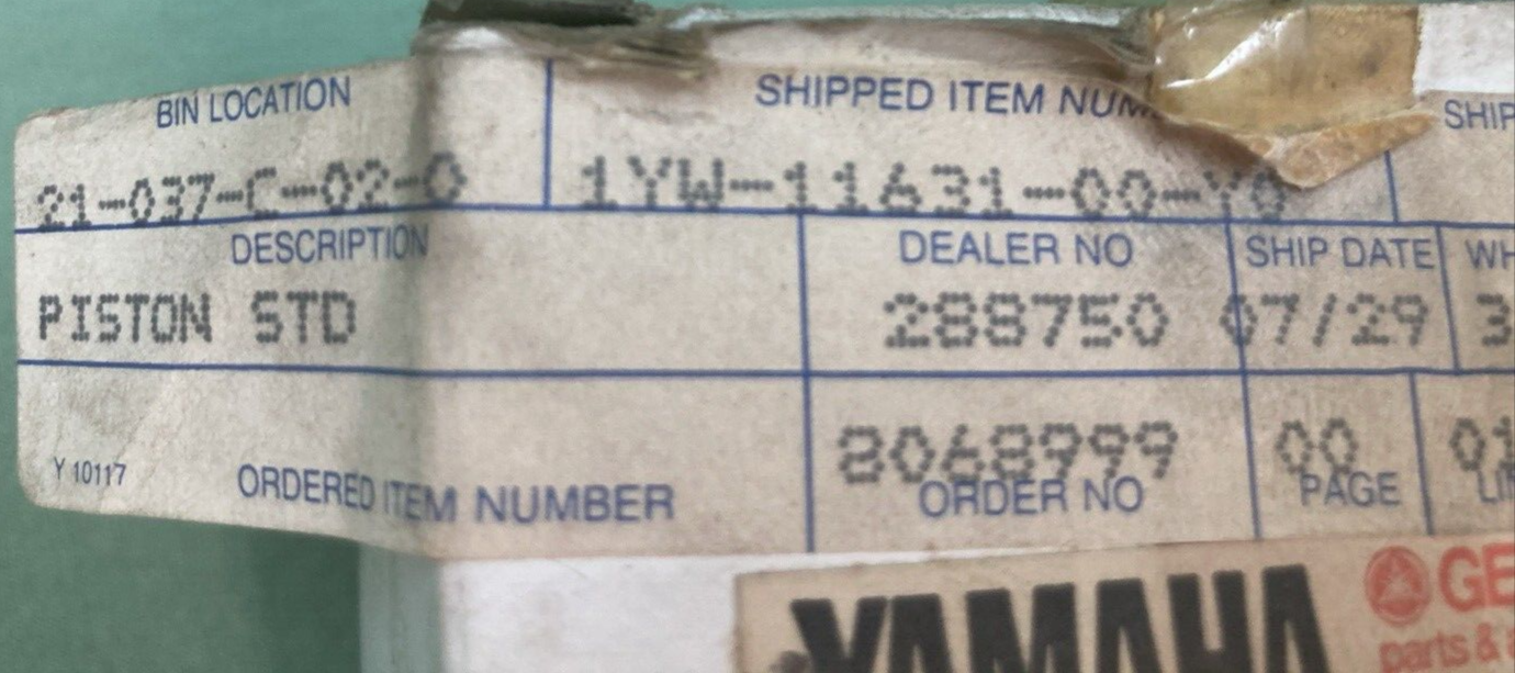 NEW GENUINE YAMAHA 1YW-11631-00-Y0 PISTON STD
