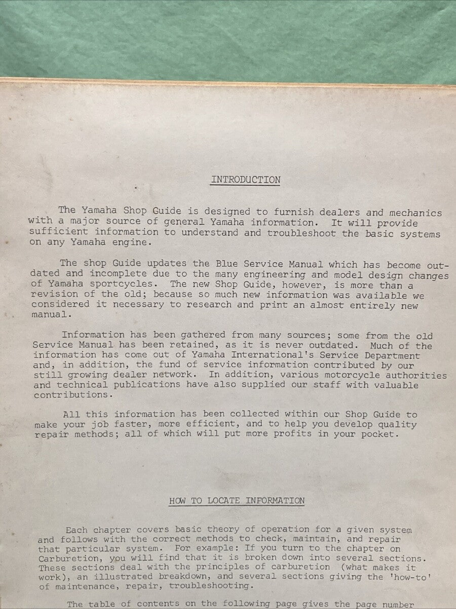 GENUINE YAMAHA SHOP GUIDE 1969