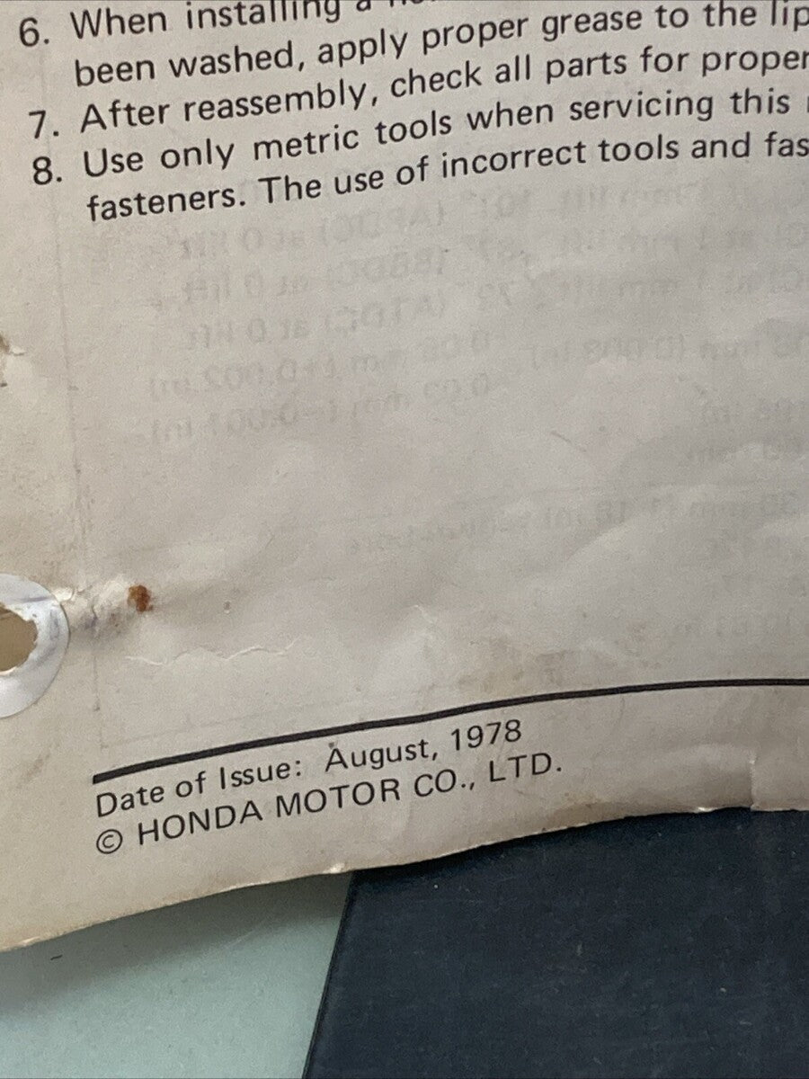 HONDA 6141000 CB750 K8 F3 SHOP MANUAL 1978