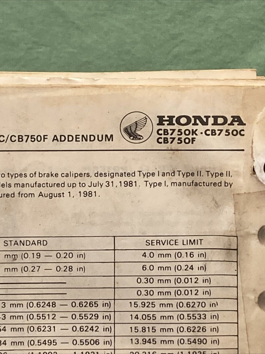 HONDA 6141000 CB750 K8 F3 SHOP MANUAL 1978