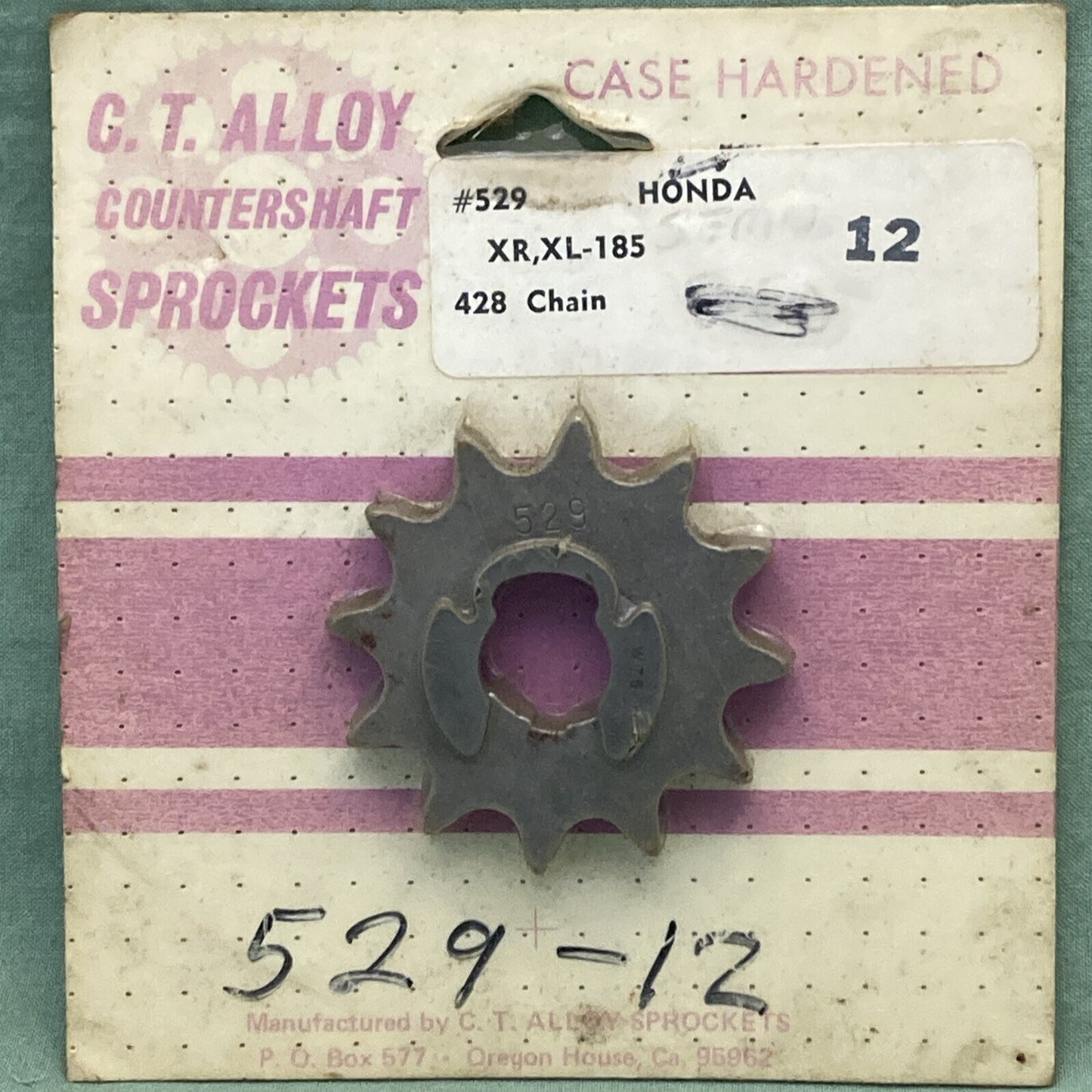 NEW GENUINE C.T. ALLOY 529-12 CASE HARDENED STEEL SPROCKET HONDA XR, XL-185