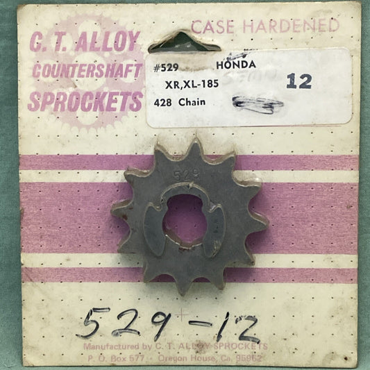 NEW GENUINE C.T. ALLOY 529-12 CASE HARDENED STEEL SPROCKET HONDA XR, XL-185