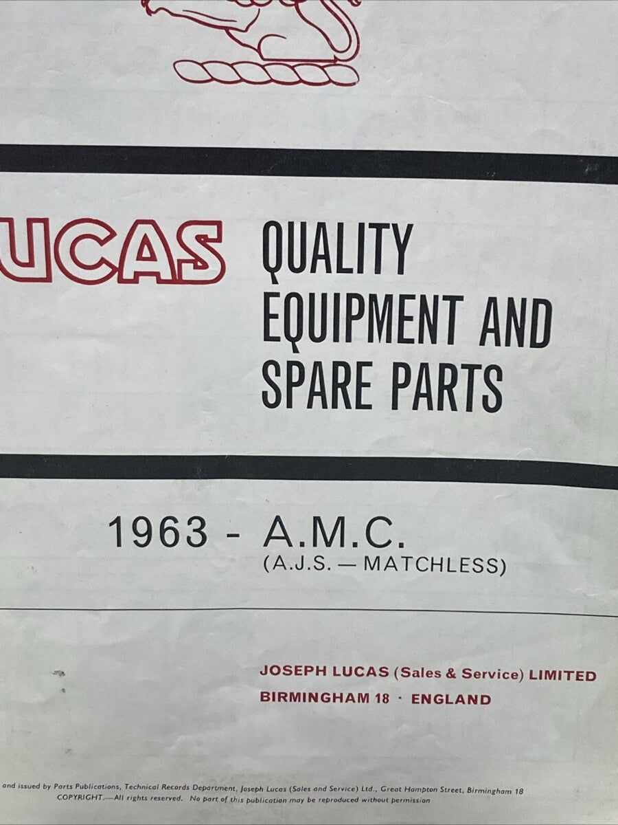 LUCAS CE 825/63 QUALITY EQUIPMENT AND SPARE PARTS 1963 A.M.C.