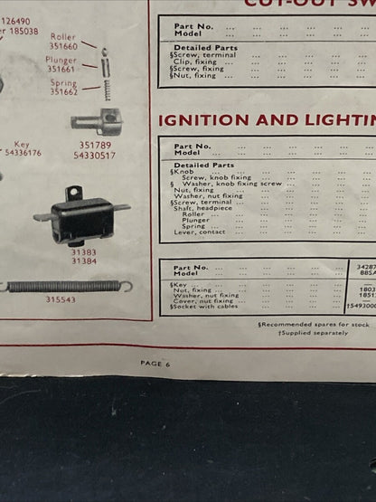 LUCAS CE 825/63 QUALITY EQUIPMENT AND SPARE PARTS 1963 A.M.C.