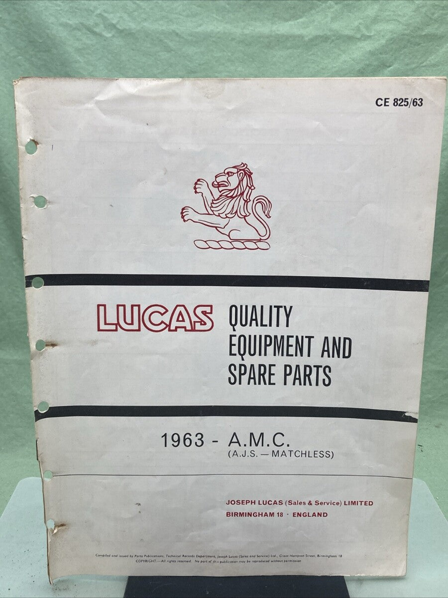 LUCAS CE 825/63 QUALITY EQUIPMENT AND SPARE PARTS 1963 A.M.C.