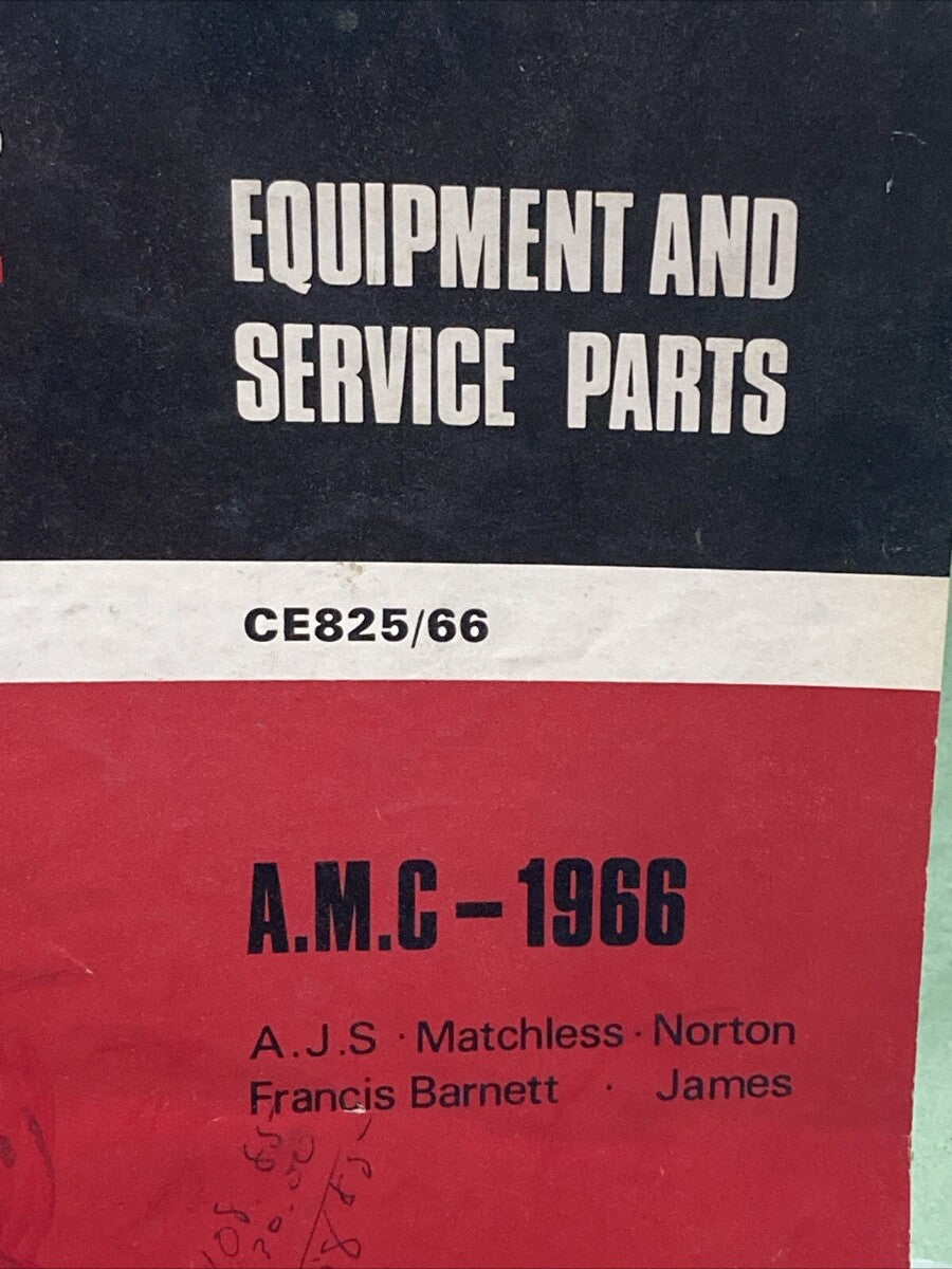 LUCAS GIRLING CE 825/66 EQUIPMENT AND SERVICE PARTS 1966 A.M.C.