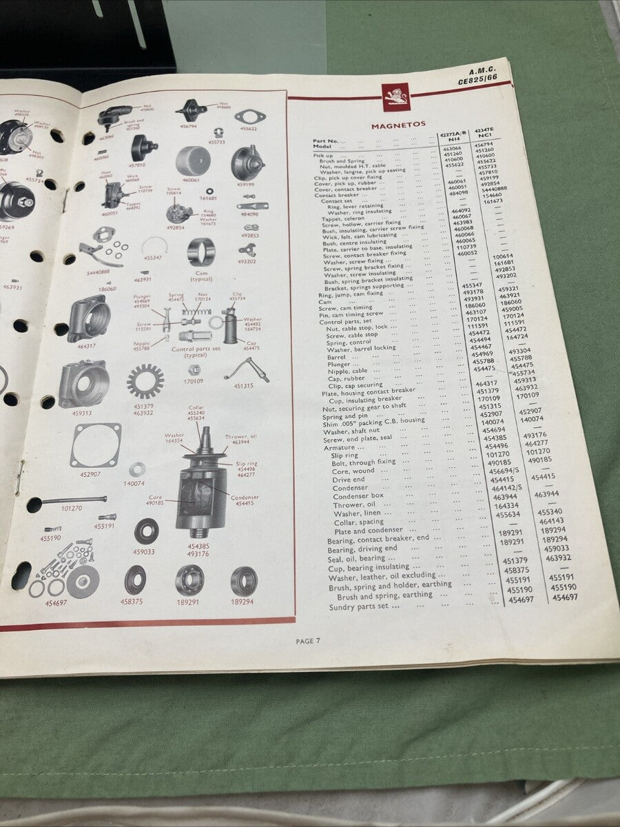 LUCAS GIRLING CE 825/66 EQUIPMENT AND SERVICE PARTS 1966 A.M.C.