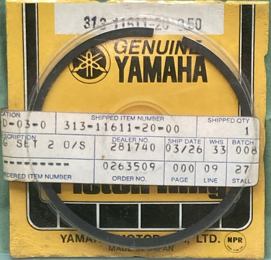 NEW GENUINE YAMAHA 313-11611-20 PISTON RING 2ND 0.50 O/S