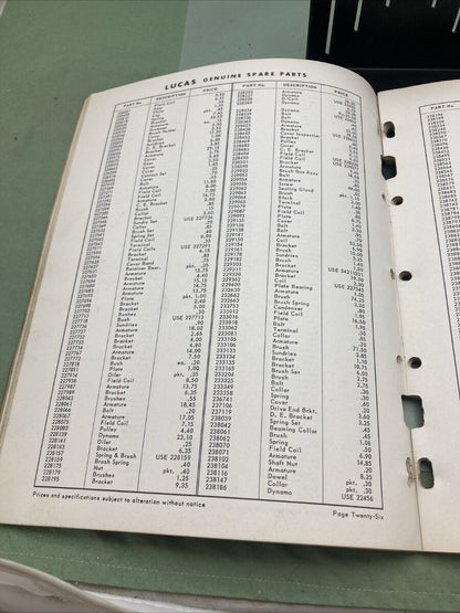 LUCAS MASTER PRICE LIST 1963