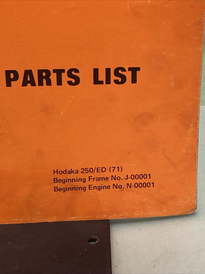 HODAKA 278008 250/ED ILLUSTRATED PARTS LIST