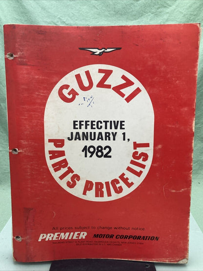 MOTO GUZZI PARTS PRICE LIST 1982