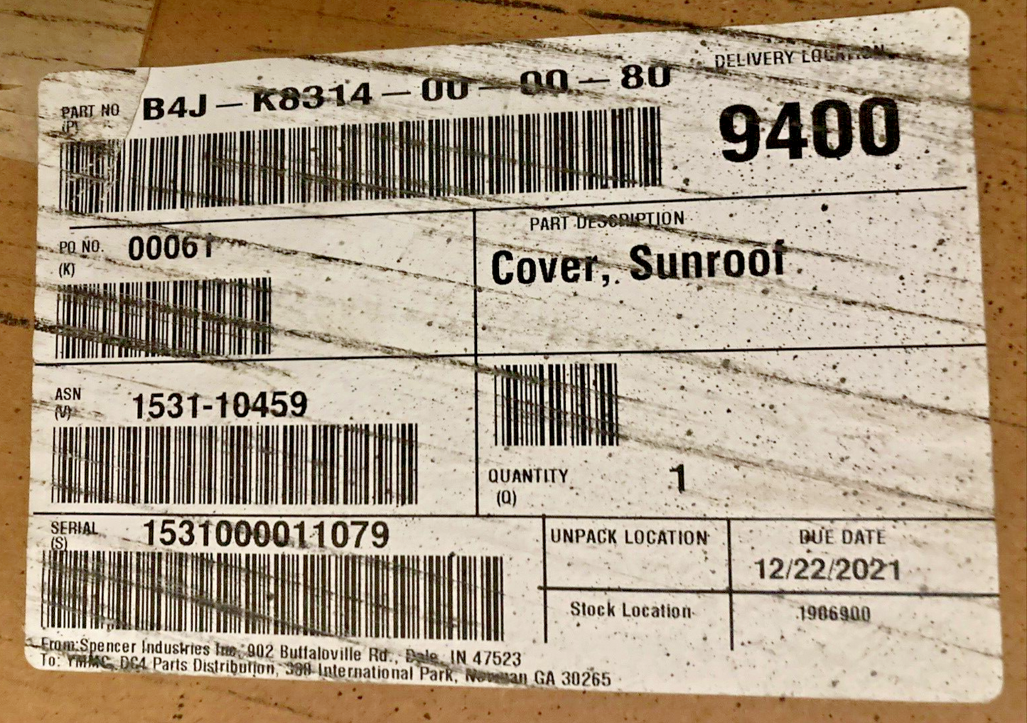NEW GENUINE YAMAHA B4J-K8314-00-00 COVER SUN ROOF 2021-24 WOLVERINE RMAX 4