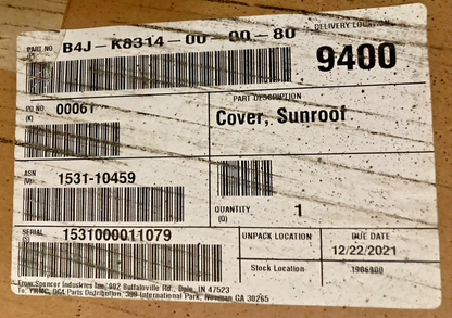 NEW GENUINE YAMAHA B4J-K8314-00-00 COVER SUN ROOF 2021-24 WOLVERINE RMAX 4