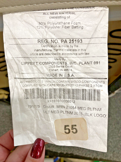 NEW GENUINE QWEST PONTOONS 791775 CHAIR, MRN 21054 MED PLTNM BLK LOGO