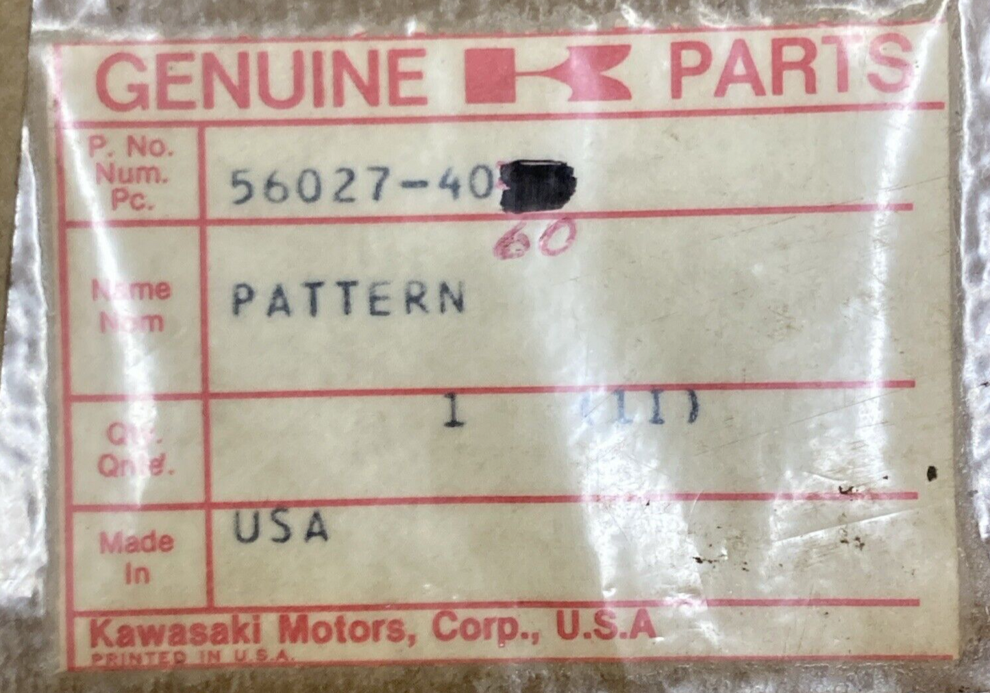 NEW GENUINE KAWASAKI 56027-4060 DECAL PATTERN FENDER REAR RIGHT BLUE WHITE