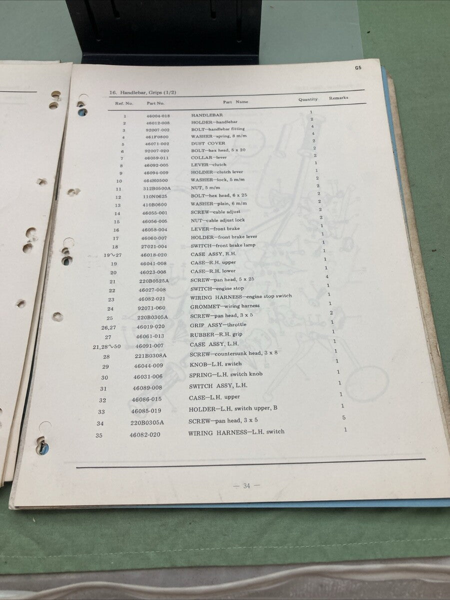 GENUINE KAWASAKI 99997-516 MODEL 100:G5 PARTS CATALOGUE