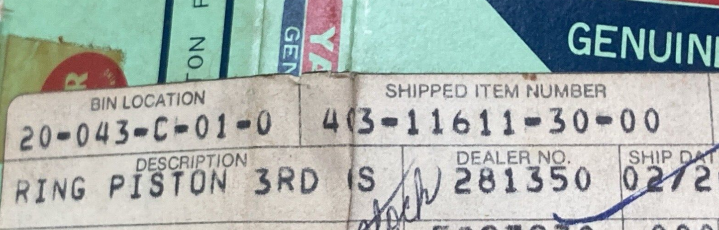 NEW GENUINE YAMAHA 403-11611-30 PISTON RING 0.75 3RD O/S