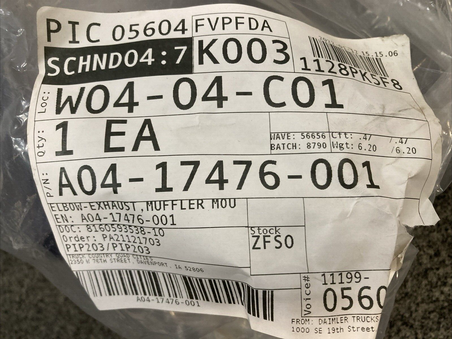 NEW GENUINE FREIGHTLINER A04-17476-001 Exhaust Elbow