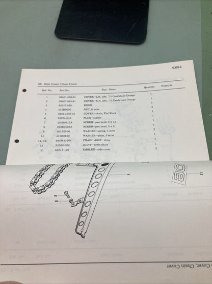 NEW GENUINE KAWASAKI 99997-552 MODEL 90:G3SS EXCLUSIVE PARTS LIST 1972