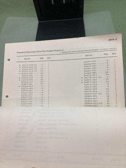 GENUINE KAWASAKI 99997-558 MODEL 100:G4TR-C EXCLUSIVE PARTS LIST 1972