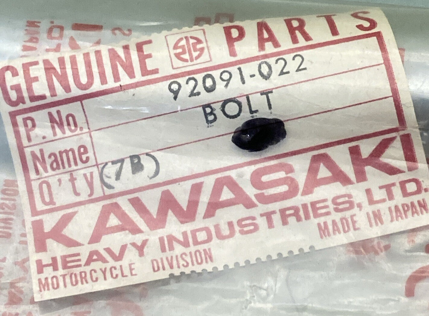 NEW GENUINE KAWASAKI 92091-022 BOLT ENGINE MOUNTING