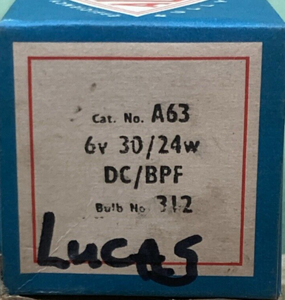 NEW GENUINE ALITE A63 LAMP BULB 6v 30/24W DC/BPF BULB #312