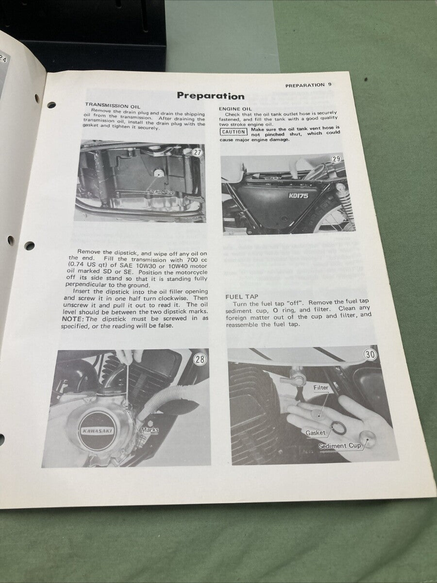 GENUINE KAWASAKI 99931-514-01 KD175-A1 MOTORCYCLE ASSY AND PREP MANUAL 1976