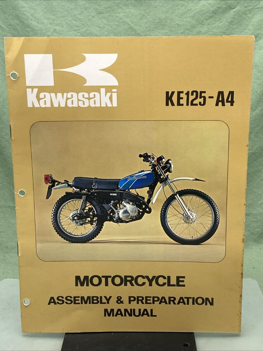 GENUINE KAWASAKI 99931-523-01 KE125-A4 MOTORCYCLE ASSY AND PREP MANUAL 1976