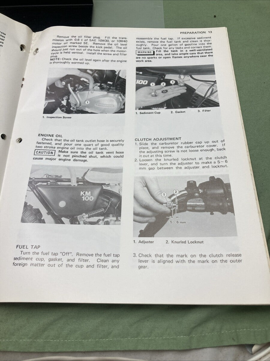 GENUINE KAWASAKI 99931-1024-01 KM100 MOTORCYCLE ASSY AND PREP MANUAL 1976/78