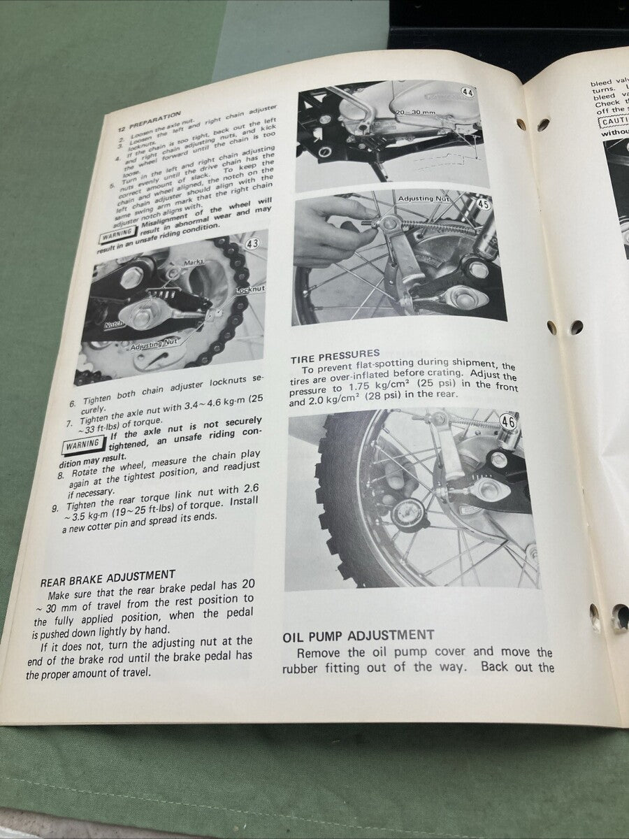 GENUINE KAWASAKI 99931-522-01 KD100-M2 MOTORCYCLE ASSY AND PREP MANUAL 1976