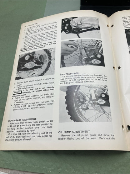 GENUINE KAWASAKI 99931-522-01 KD100-M2 MOTORCYCLE ASSY AND PREP MANUAL 1976