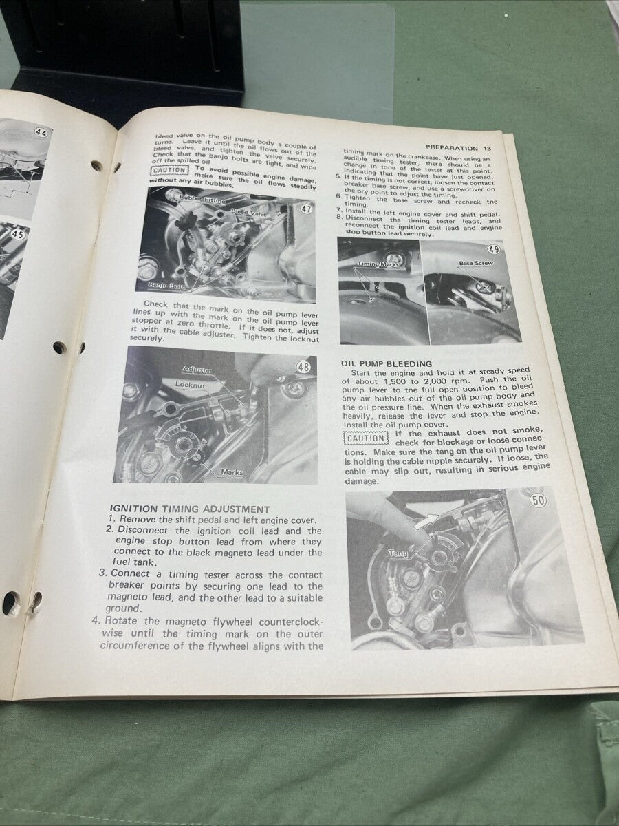 GENUINE KAWASAKI 99931-522-01 KD100-M2 MOTORCYCLE ASSY AND PREP MANUAL 1976