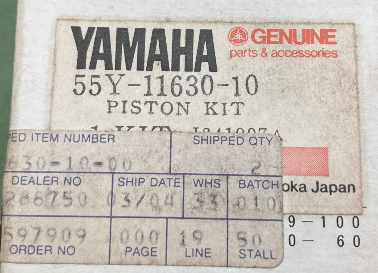 NEW GENUINE YAMAHA 55Y-11630-10 PISTON KIT COMPLETE