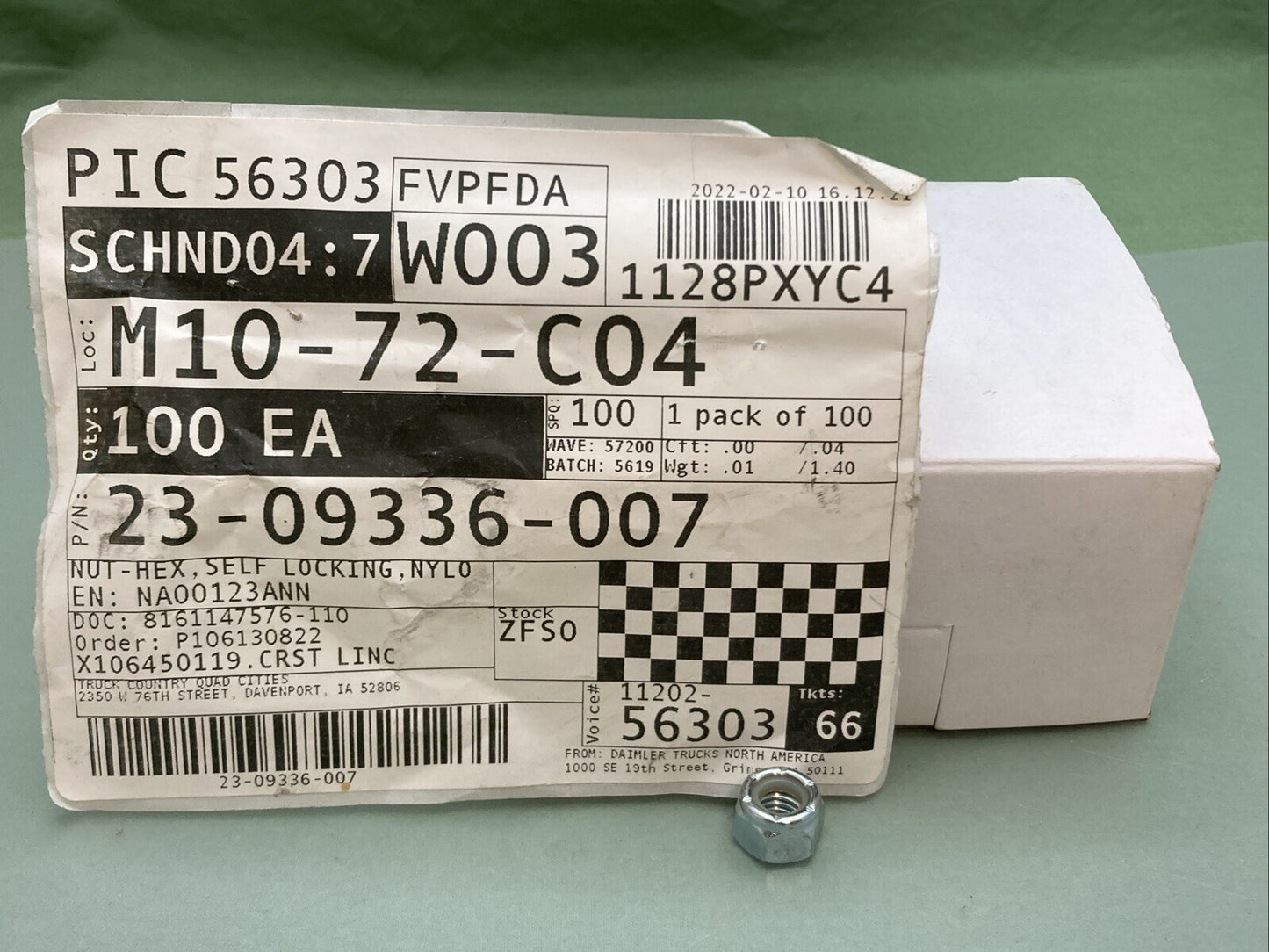 QTY 100 NEW GENUINE FREIGHTLINER 23-09336-007 Lock Nut, HEX, Nylon, 5/16-18
